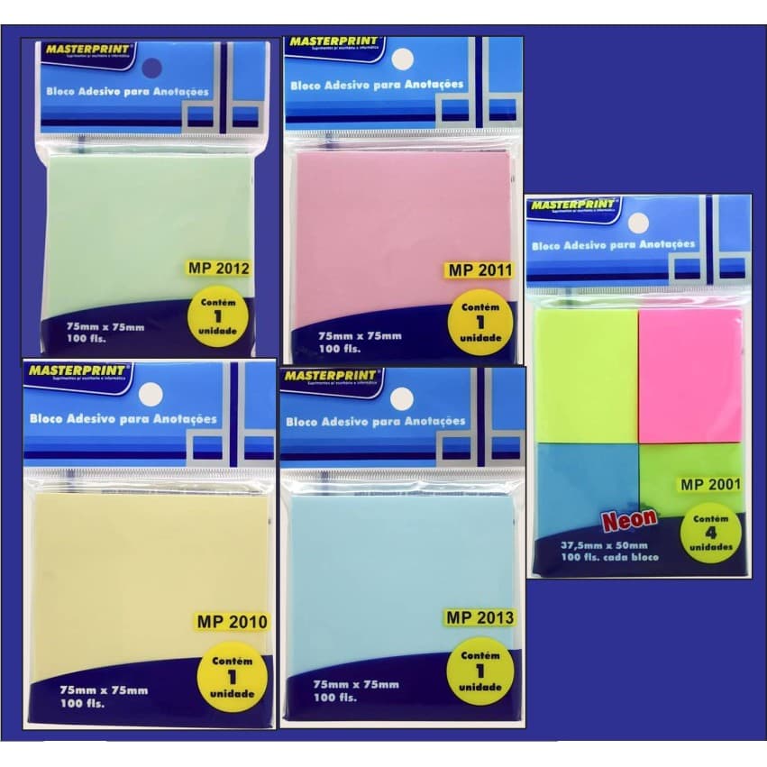 Kit 5 Bloco Adesivos Para Anotações