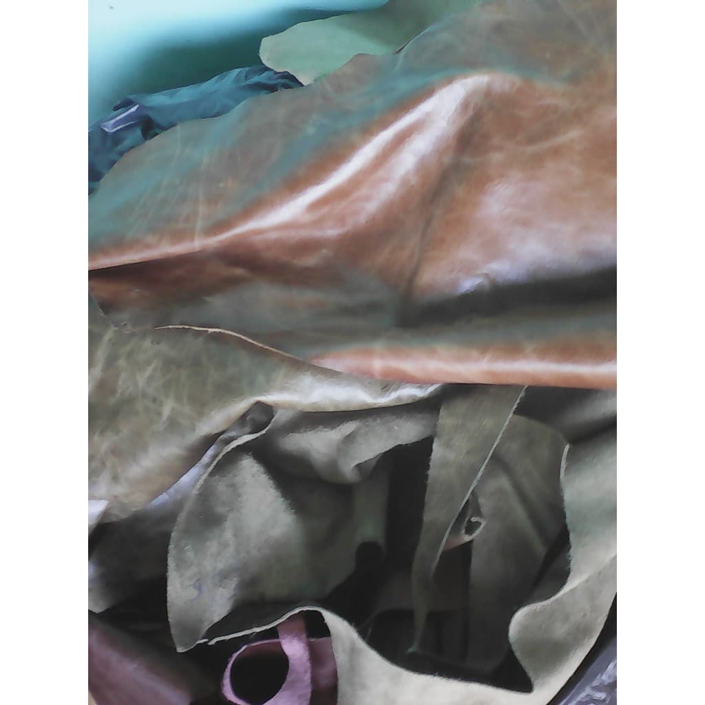 2kg Retalhos Grandes Couro Estofado Envelhecido Parafinado Crazy Horse