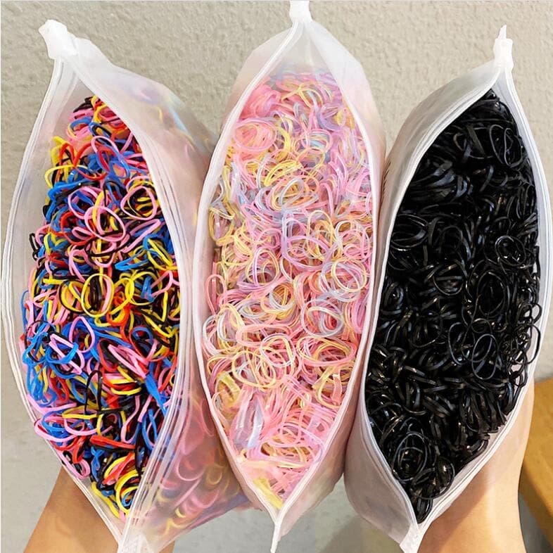 2000 Peças Bolsa Elástico De Cabelo Feminino Descartável Multicolorido