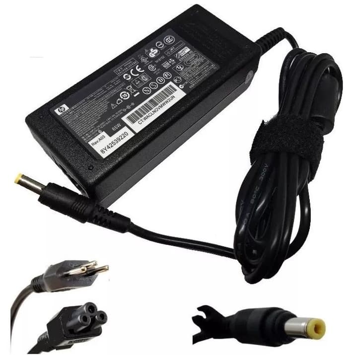 Fonte Carregador Compatível Notebook Hp 65w Pino Fino Amarelo