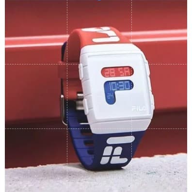 Relogio Digital Fila Azul com Vermelho Cronometro Alarme Bonito elegante Sport academia