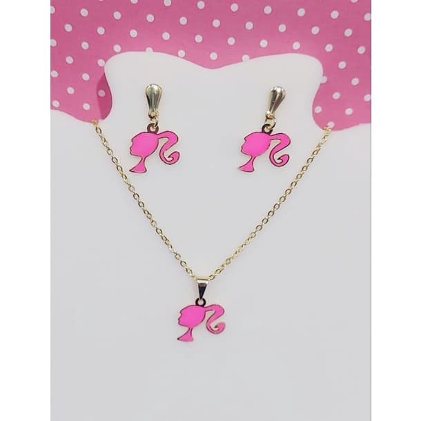 Conjunto de brinco e colar resinado folheado a Ouro 18k