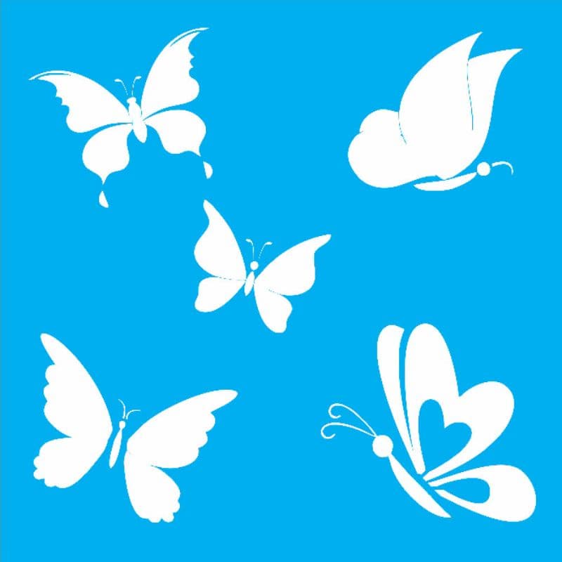 Stencil para pintura Borboletas 6 - tamanho 17x17 cm