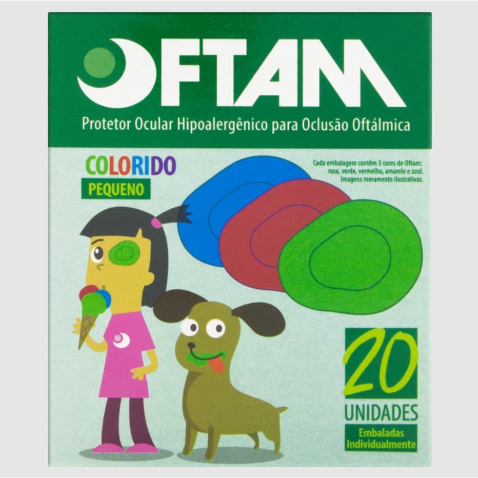 Protetor Ocular Oftam Pequeno Colorido cx C/20 Unidades
