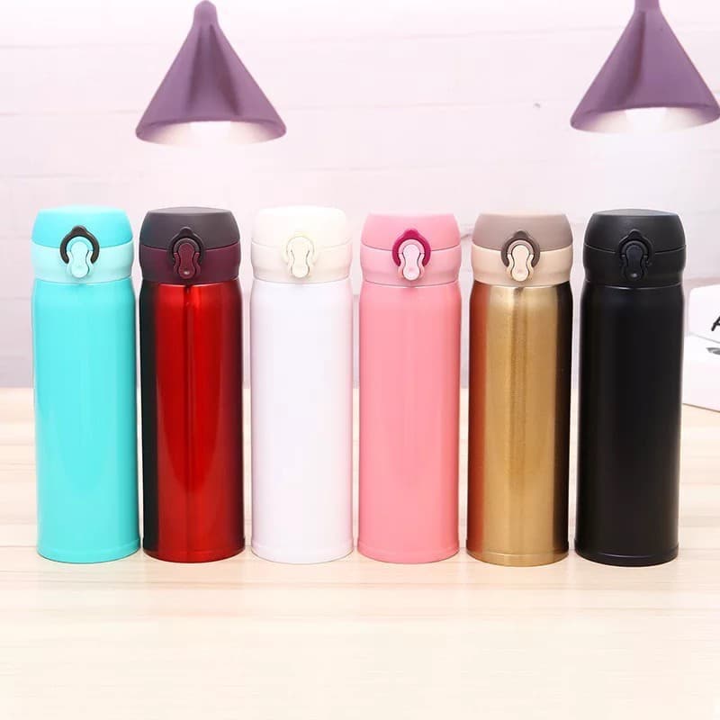 Garrafa Squeeze Térmica Aço Inox 450ml Portátil Com Tampa E Sistema De Trava