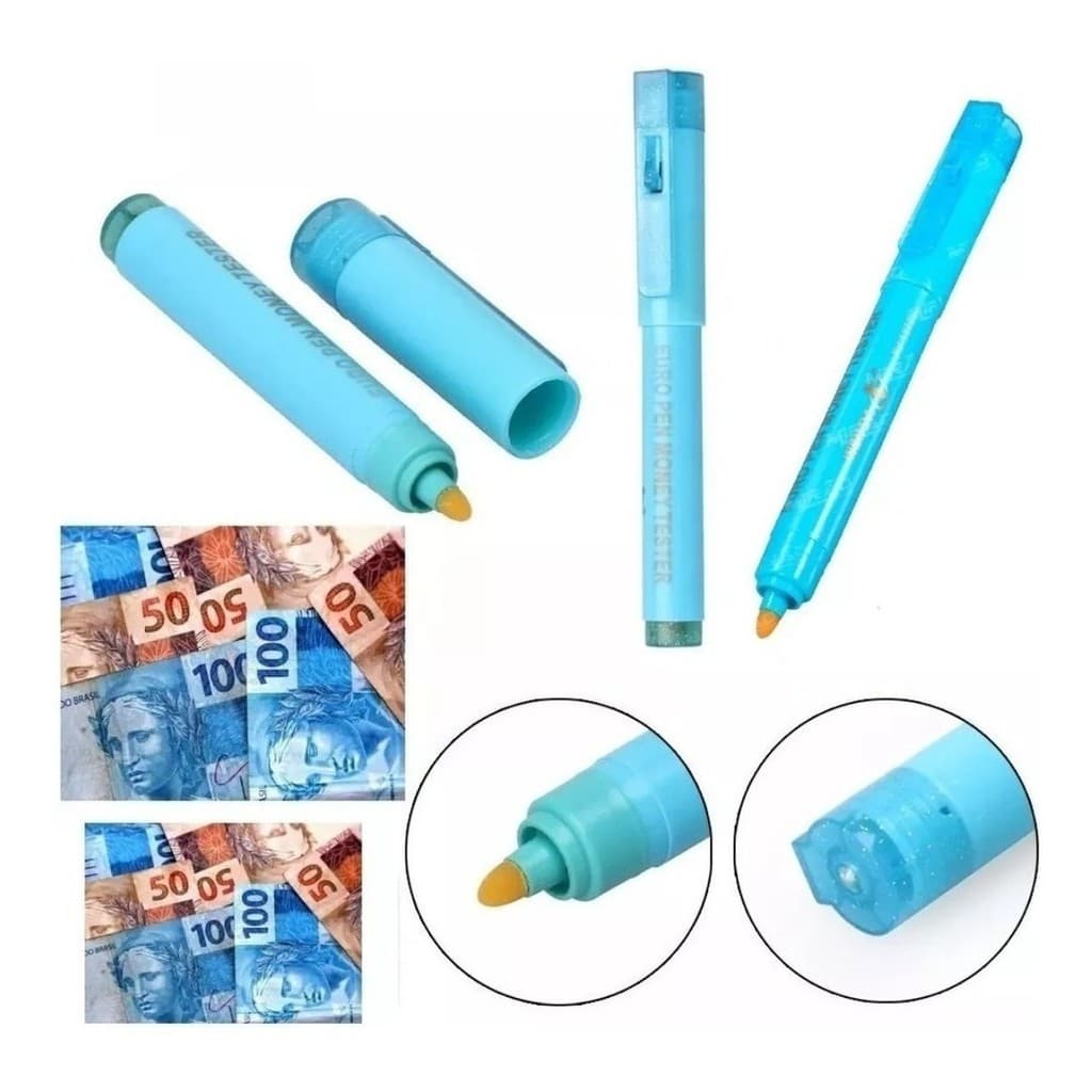 Caneta Testador Identificador De Notas Dinheiro Falsas Uv Mo