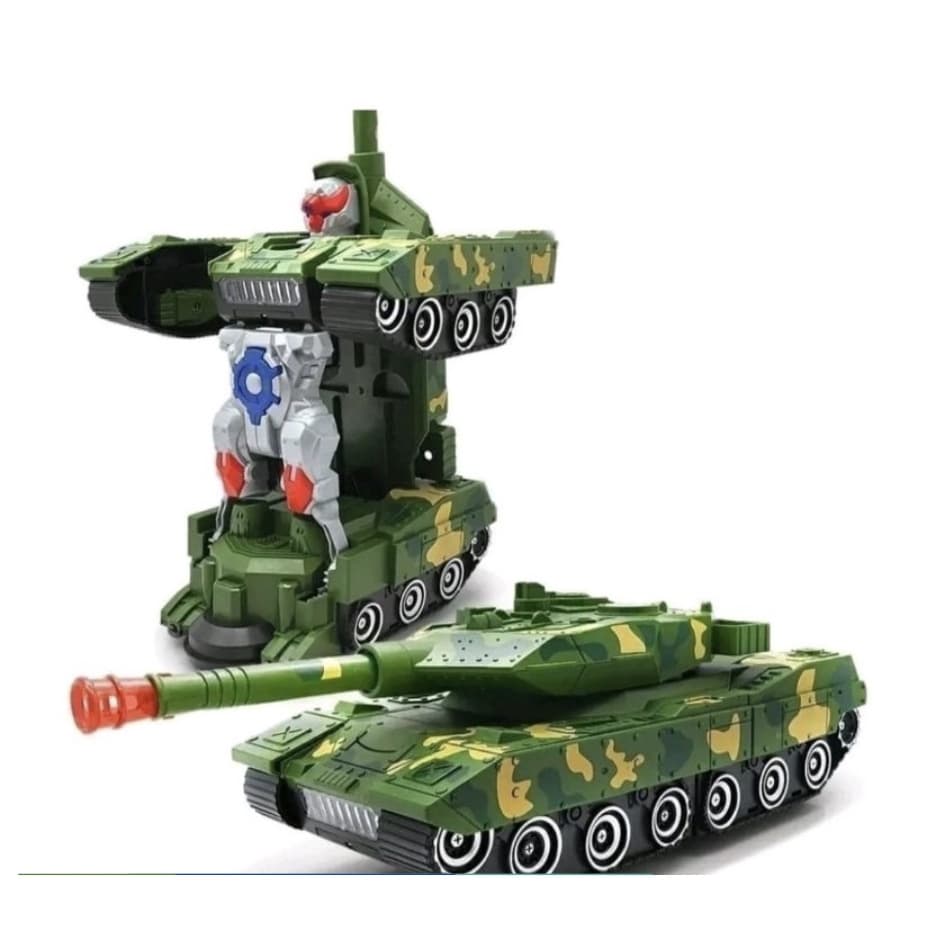 Brinquedo Carro Tank/ Tanque E Caminhão Vira Robô Bate E Volta Com Som E Luz, Fanwix
