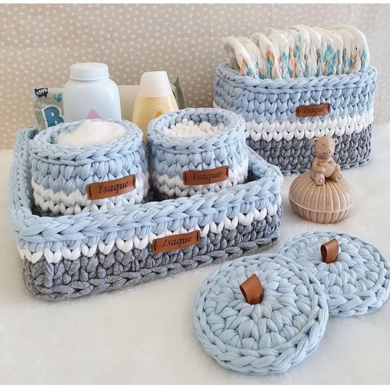 kit Higiene bebê - 4 peças em fio de malha! personalizado