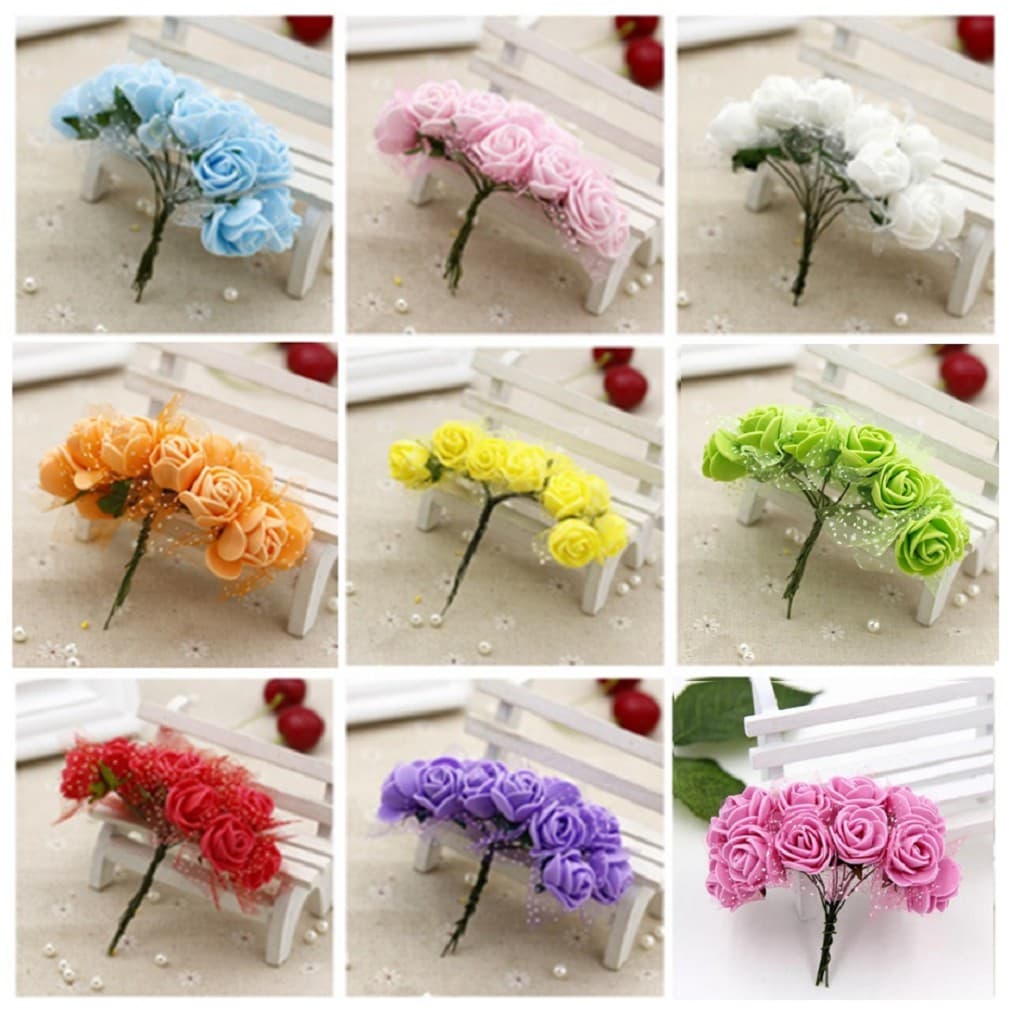 144 Mini Rosas Rosinhas Flores Artificiais fabricadas em Espuma de Eva - Diversas Cores