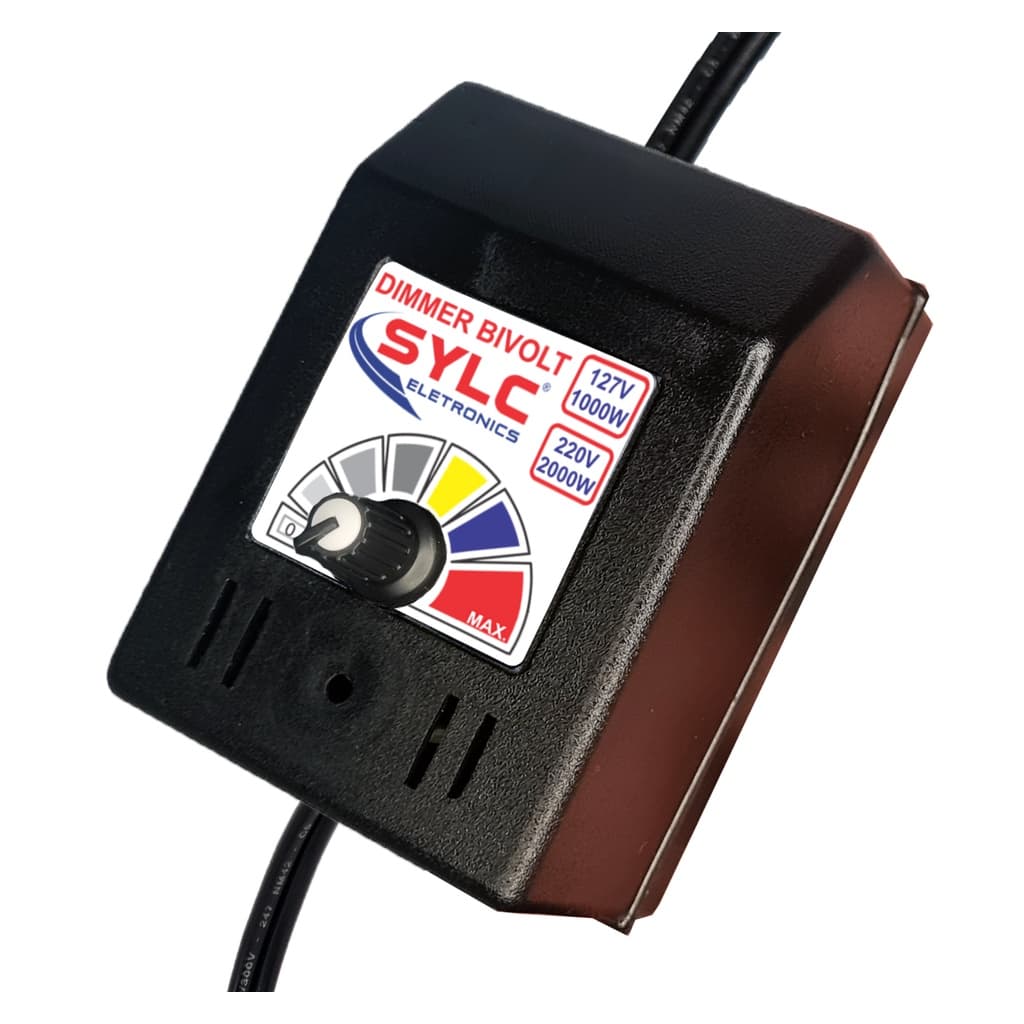 Controlador Eletrônico DIMMER 1000/2000w c/ rabicho e tomada