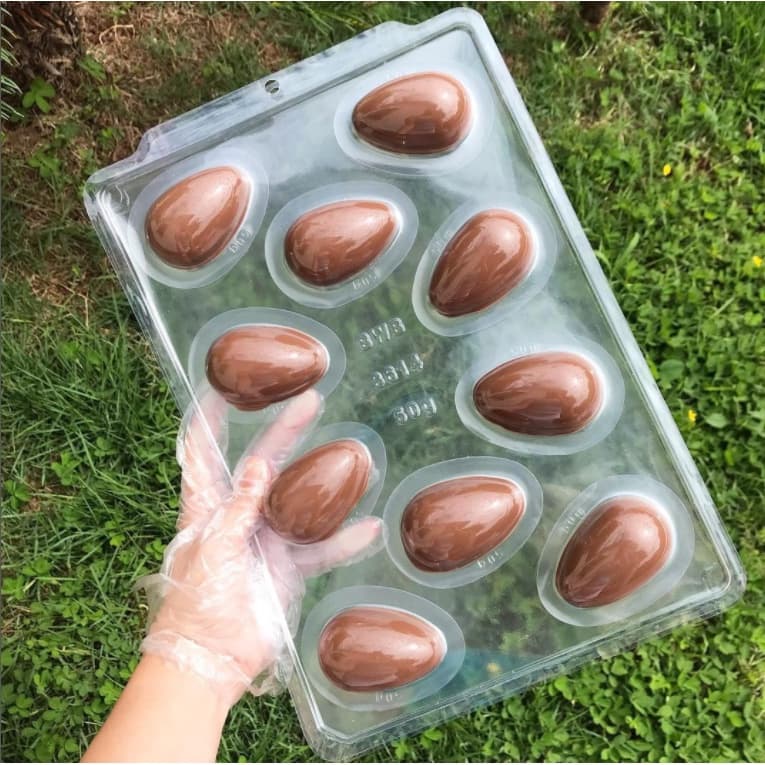 Forma p/ Ovo Páscoa Casca Lisa | Fina 10g 30g 50g 100g 150g 250g 350g 500g 750g 1kg Fatias Sp 3 partes c/ Silicone Bwb