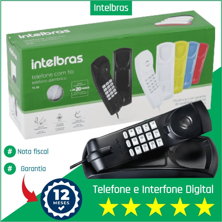 Interfone Telefone Gôndola para  residência apartamento condomínio Intelbras TC 20 - Preto