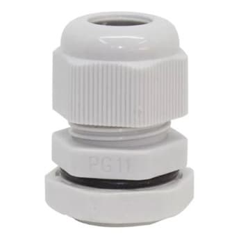 Kit 5 Peças - Prensa Cabo Nylon Pg11 Cinza Claro