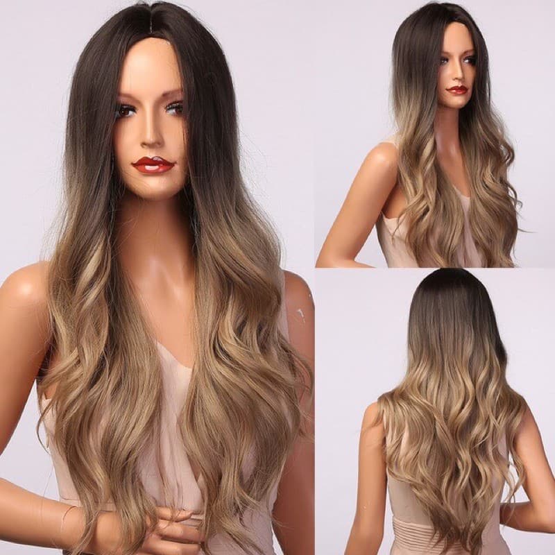 Peruca Orgânica Ondulada Sem Franja Fibra Premium Lindíssima 65cm