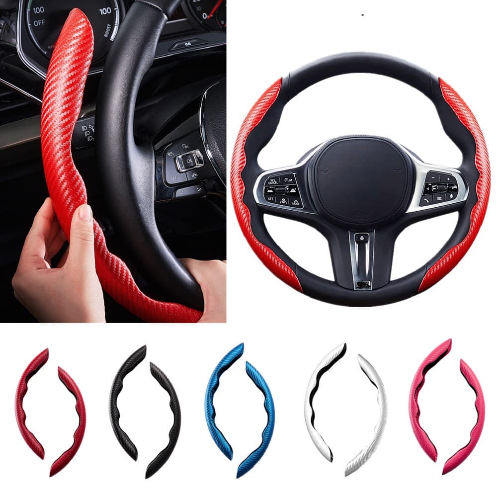 1pair Capa Reforçadora Universal De Fibra De Carbono Para Volante De Carro Acessórios Decoração De Interiores Automáticos Antiderrapantes