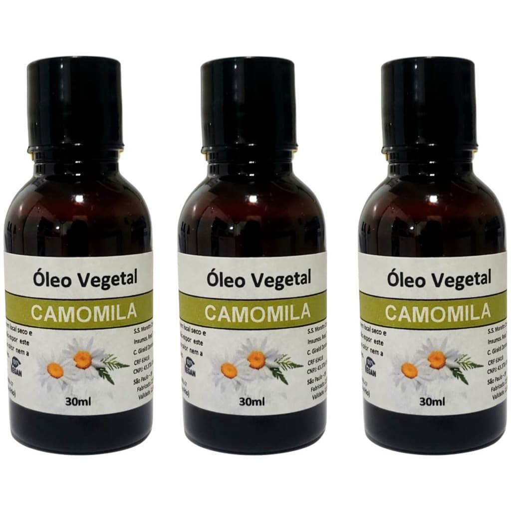 Kit 3x Óleo Vegetal de Camomila - 100% Puro - Prensado a frio