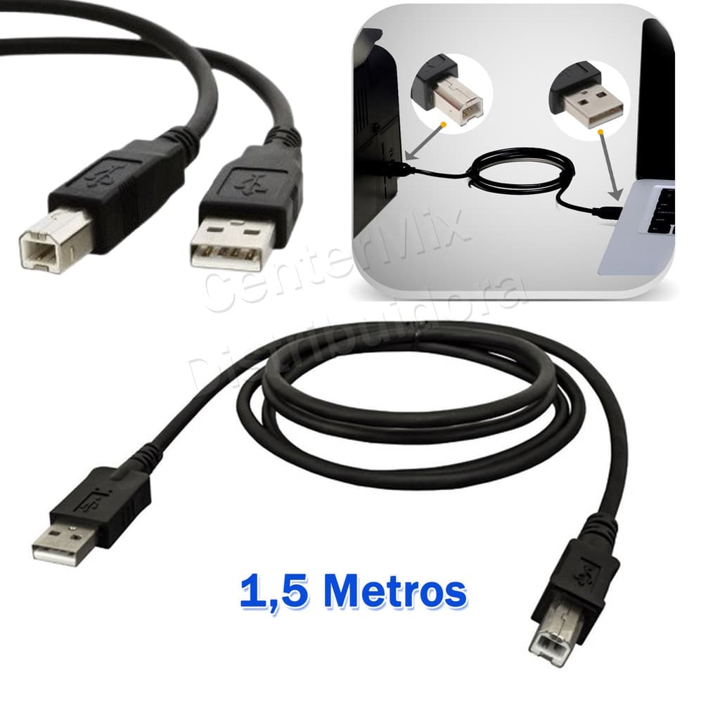 Kit 10 Cabos Impressora 1,5m Scanner Emborrachado Hp Canon