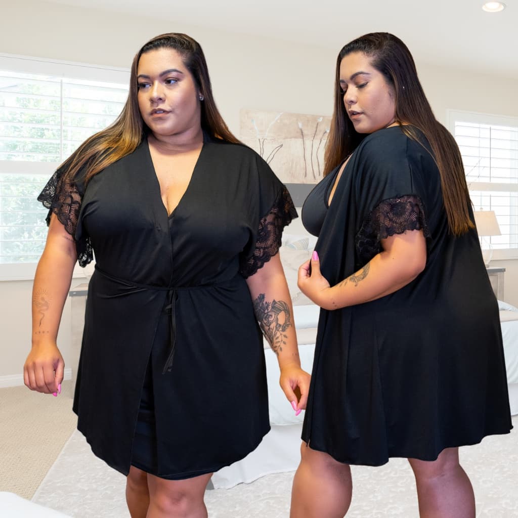 Robe Plus Size Confortável com Renda Sensual Roupão Maternidade hobby robie roby 50 52 54 56 58 LIT MODAS 2103