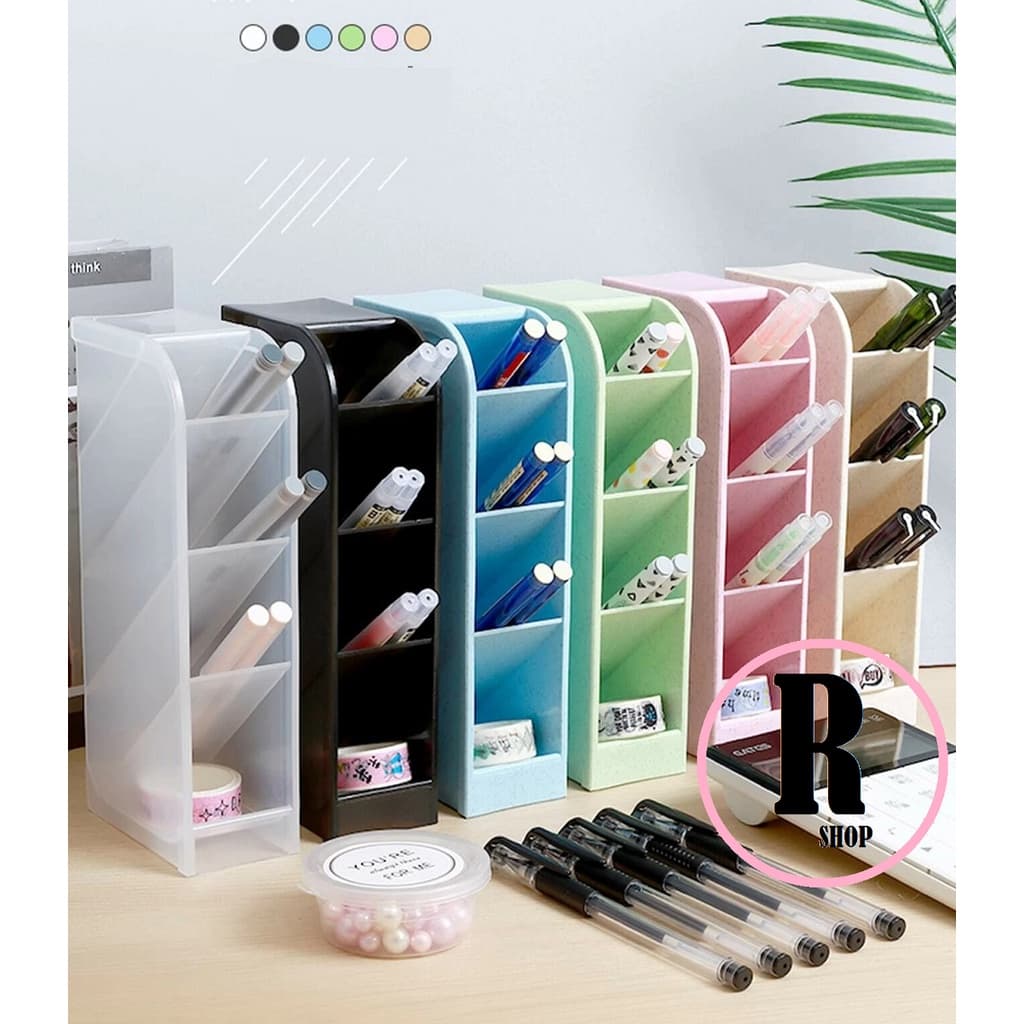 Organizador De Mesa Porta Lápis Caneta 4 Divisórias Multiuso