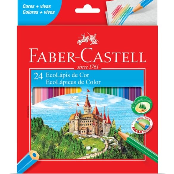 LAPIS DE COR SEXTAVADO ECOLAPIS 24 CORES FABER CASTELL
