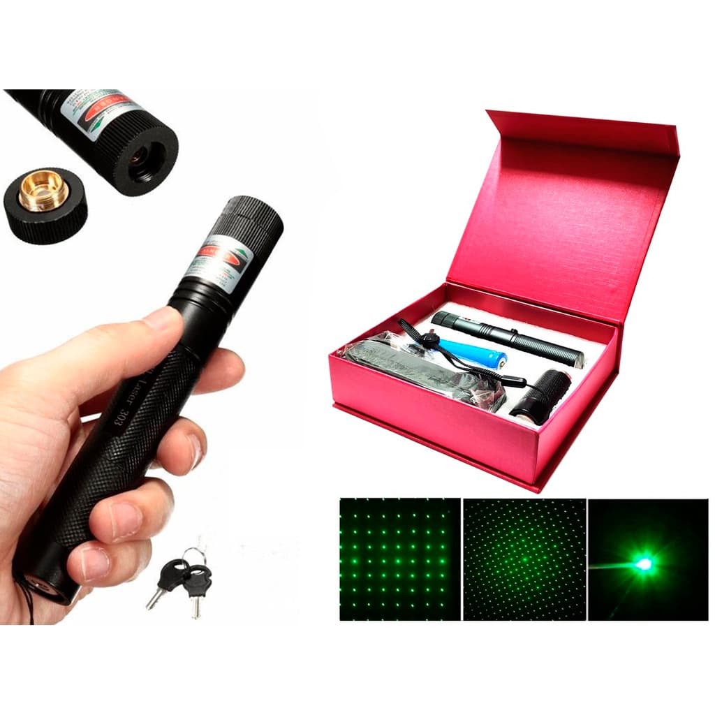 Caneta Laser Laser Pointer Verde com Bateria Recarregável com Chave de Segurança VT Laser 303