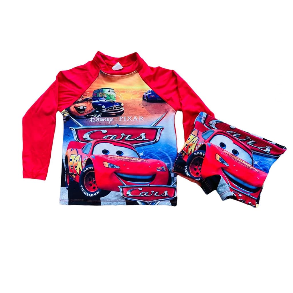 Roupa De Banho Conjunto Praia Menino Carros Proteção Solar Uv50