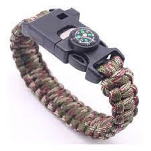 Pulseira Bracelete Paracord Masculino, Tático, Militar, 6x1 camuflada anzol