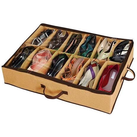 Organizador Sapateira Tnt Fléxivel 12 Divisórias Sapato Com Tampa