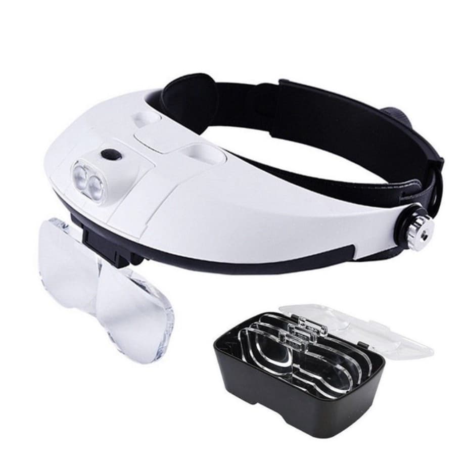Super Lupa de Cabeça com Led Profissional 2 Leds +5 Lentes Aro Ajustável