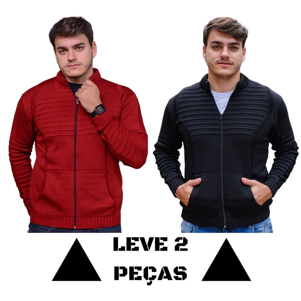 Kit 2 Blusa De Frio Lã Jaqueta Masculina Com Bolso E Ziper Promoção