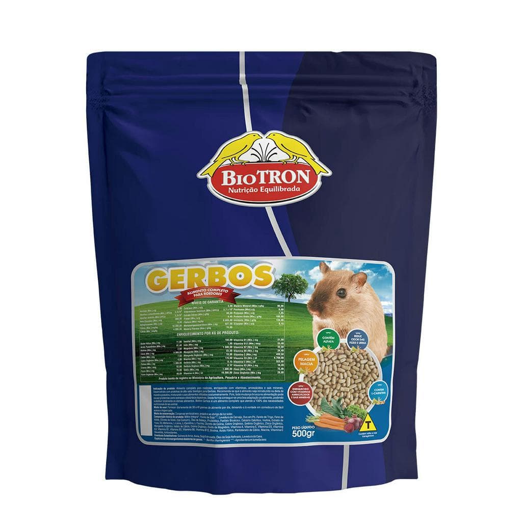 Ração Extrusada para Gerbil Biotron Gerbos 500g Alimento Especial Roedores Esquilo da Mongólia