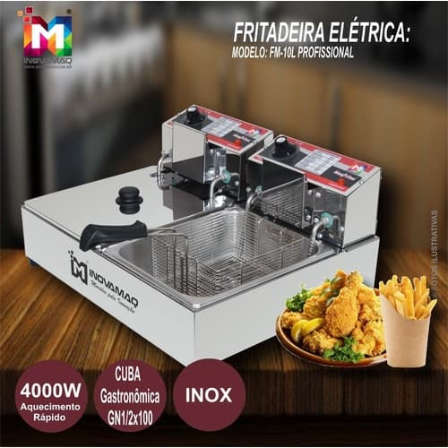 Fritadeira Elétrica Profissional 2c Fm-10l 220v  Inovamaq