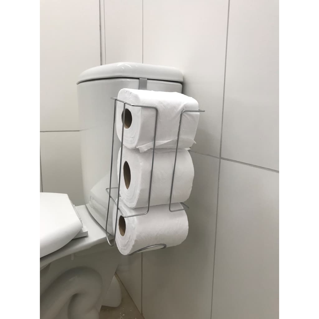 Suporte de Papel Higiênico Banheiro Acoplado 3 Rolos em  Aço Cromado
