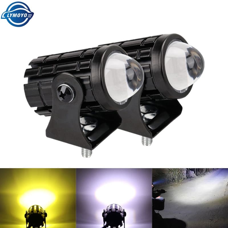 Lente Universal Do Projetor Farol Diodo Emissor De Luz Da Motocicleta Dupla Cor ATV Scooter Condução Para Holofote Auxil