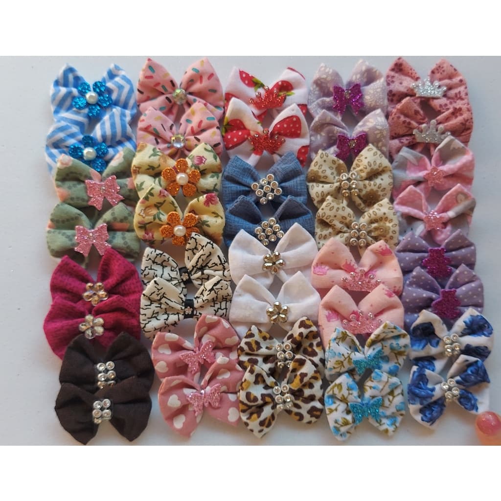 Kit laço pet pelo curto adesivo 20 unidades Banho e Tosa/Pèt Shop