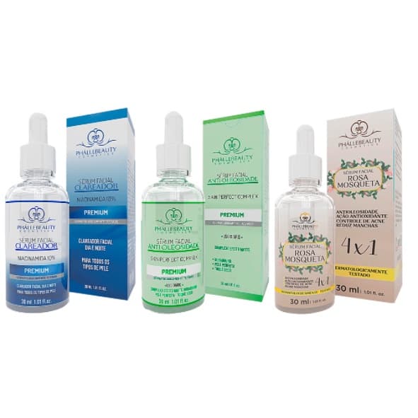 Kit  Tratamento para uma Pele Perfeita com 3 Séruns Faciais PhálleBeauty