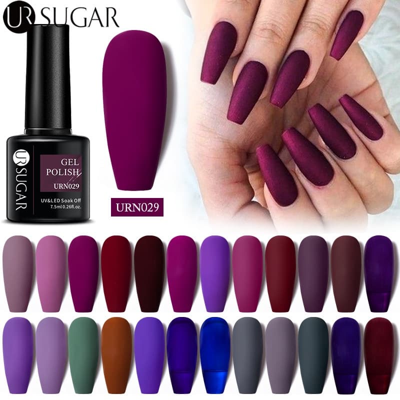 UR SUGAR 7.5ml Roxo Escuro Unha Gel Polonês Embeber UV LED Semi Permanente Vernizes Manicure Arte Do Prego Fosco Casaco