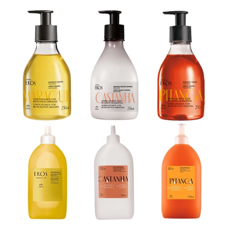 Sabonete Líquido para Mãos Natura Ekos: Pitanga, Castanha ou Maracujá (Regular ou Refil) - 250 ml
