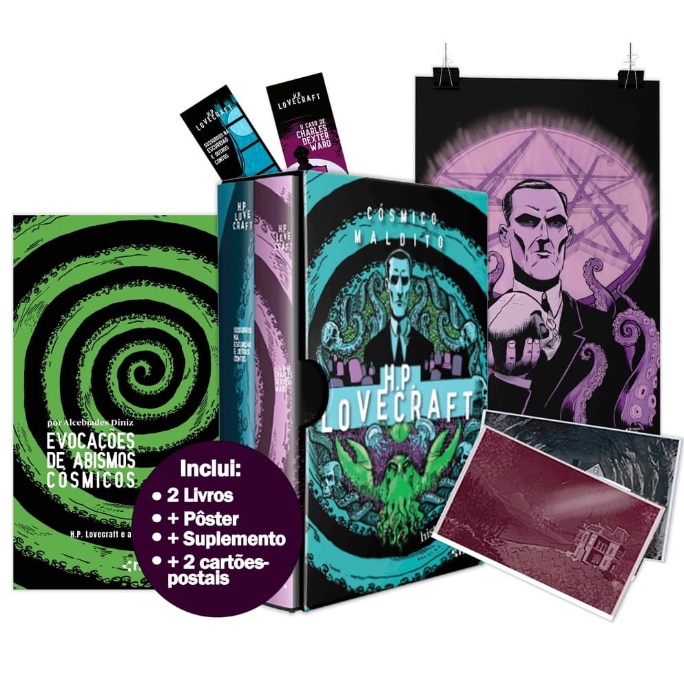 Box Cósmico Maldito: Histórias Ocultas de H.P. Lovecraft Pôster Marcador Suplemento Cartões Postais