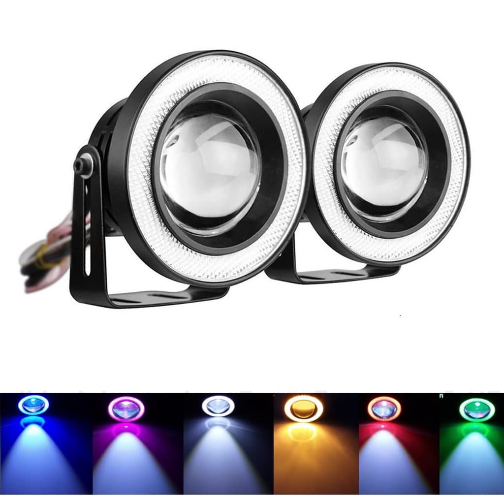 2pcs Olhos De Anjo Lâmpada De Nevoeiro 2.5 " 3.0 " 3.5 " 64mm 76mm 89mm 12V Universal COB LED DRL Luzes De Direção Branco Azul Rosa Amarelo Verde Vermelho