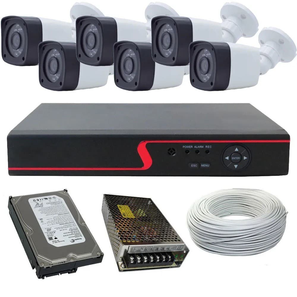 Sistema De Vigilância 6 Câmeras Digitais 1080p + Dvr 8 Canais 1080n