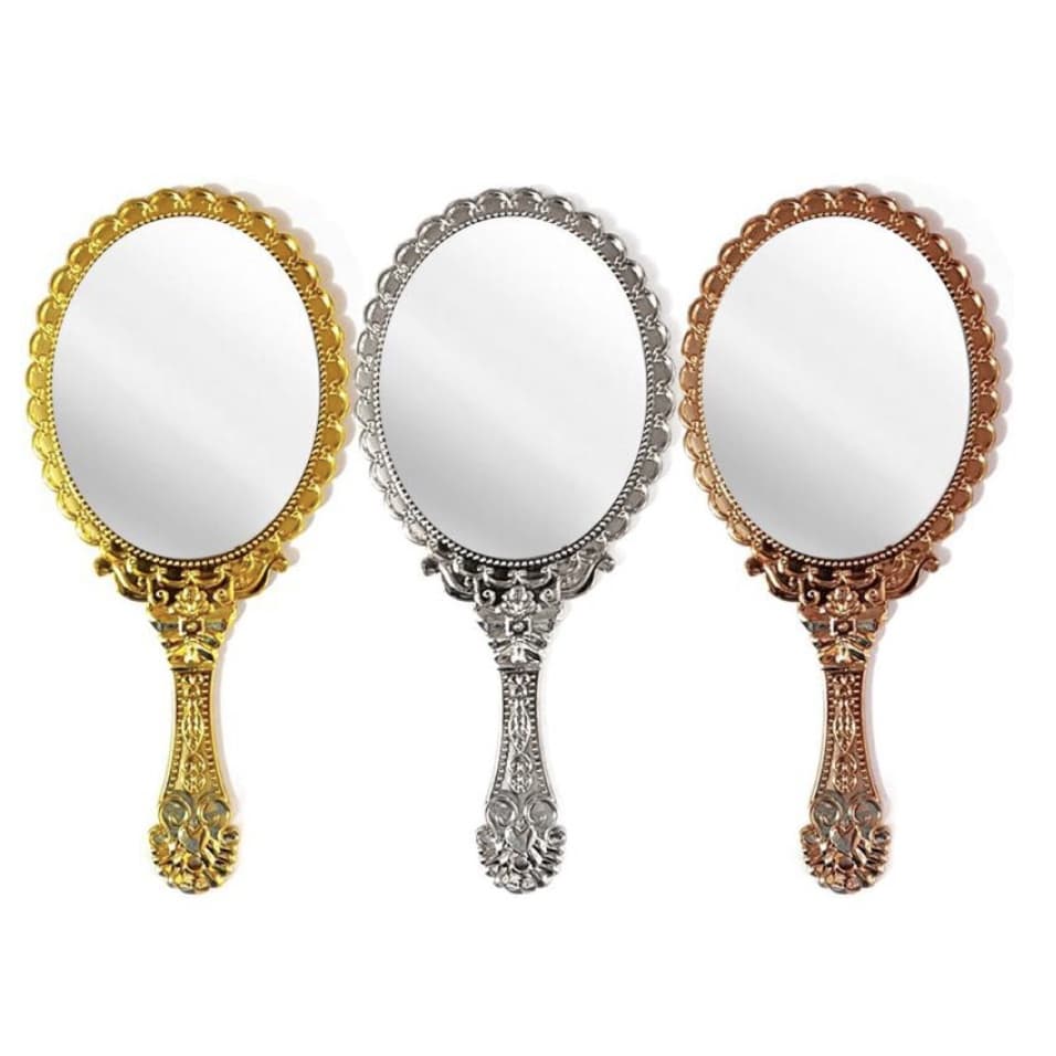 Espelho De Mão Princesas Maquiagem Cílios Vintage Provençal Dourado /Prata Decoração Mesa Princesa Festa lembrancinha