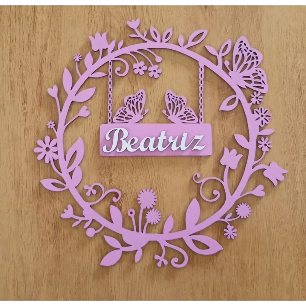 Guirlanda porta maternidade borboleta personalizado