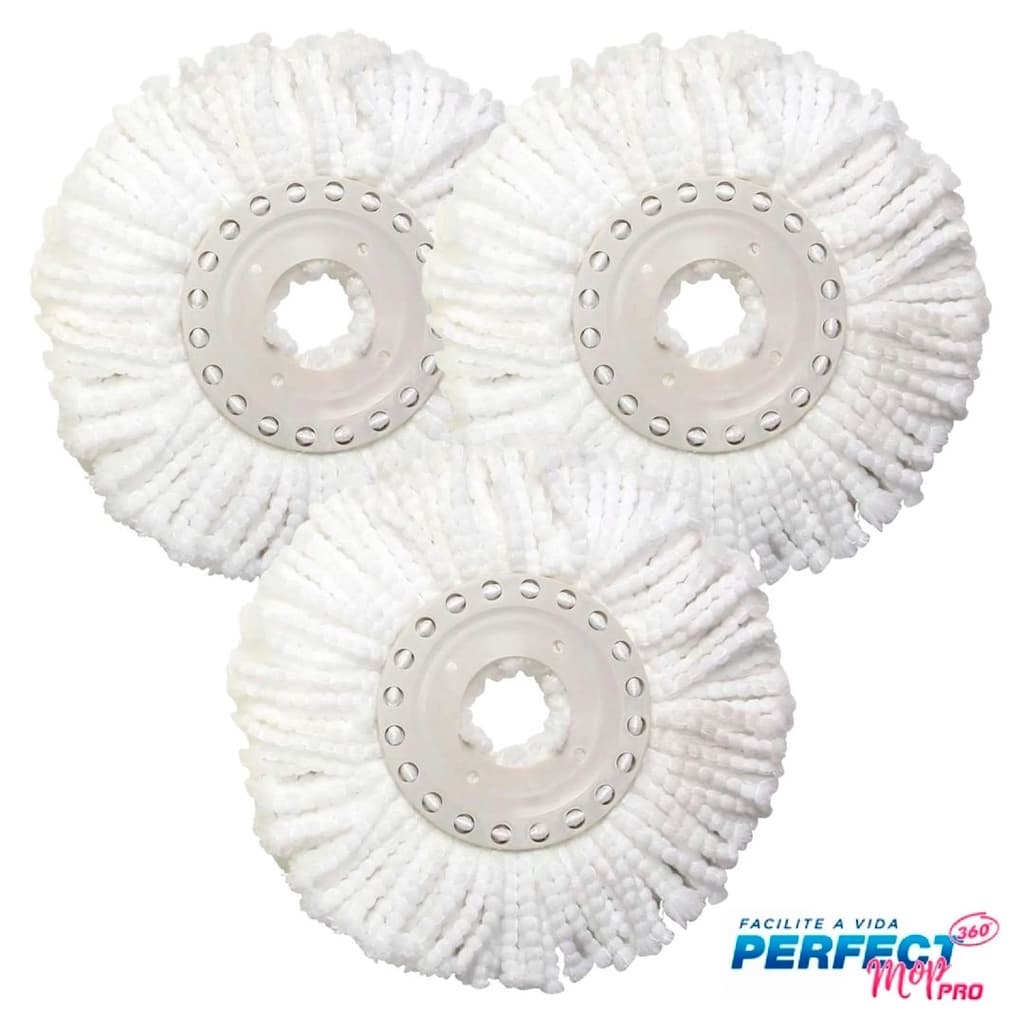 Kit 3 Refil Microfibra 16cm Perfect Pro e Mop Move 360 Universal Limpeza Esfregão 972231