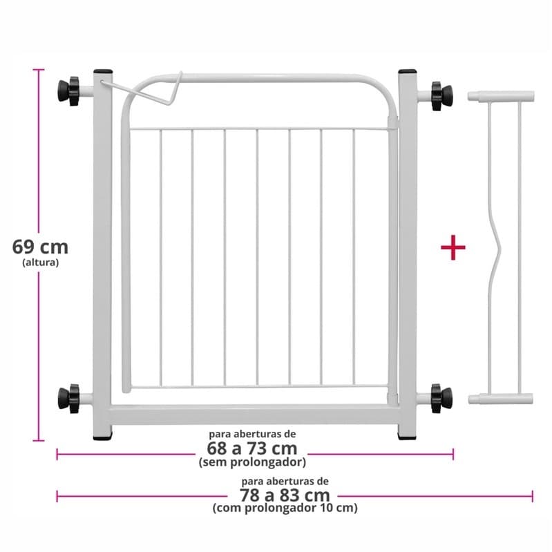 Grade Portão Pet de Proteção 109 a 113 cm Cachorro Cães