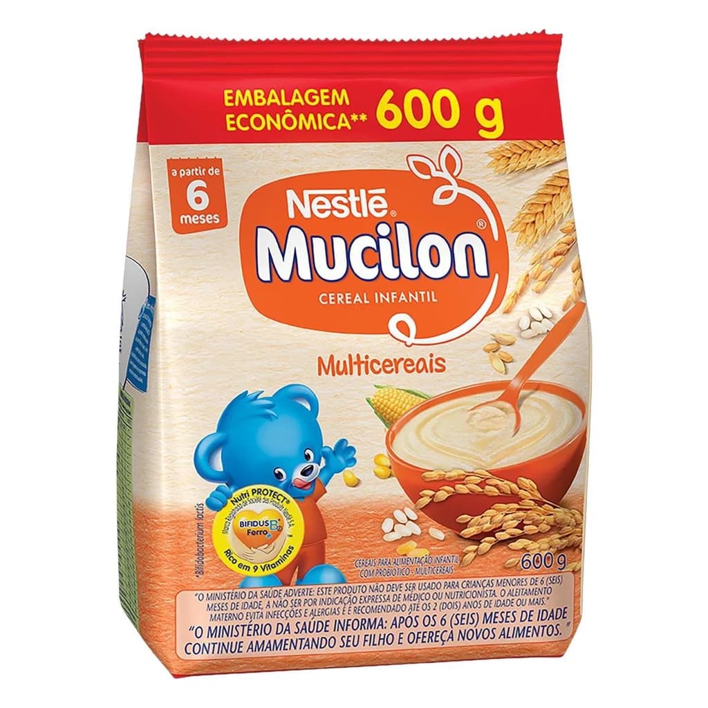 2x Cereais Infantil Nestlé Mucilon Multicereais em pacote 600 g