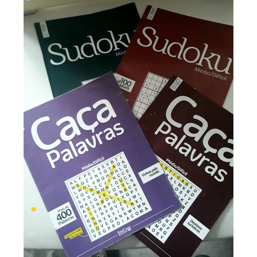 Kit 4 Livros de Passatempos - 2 Caça Palavras LETRAO e 2 Sudoku