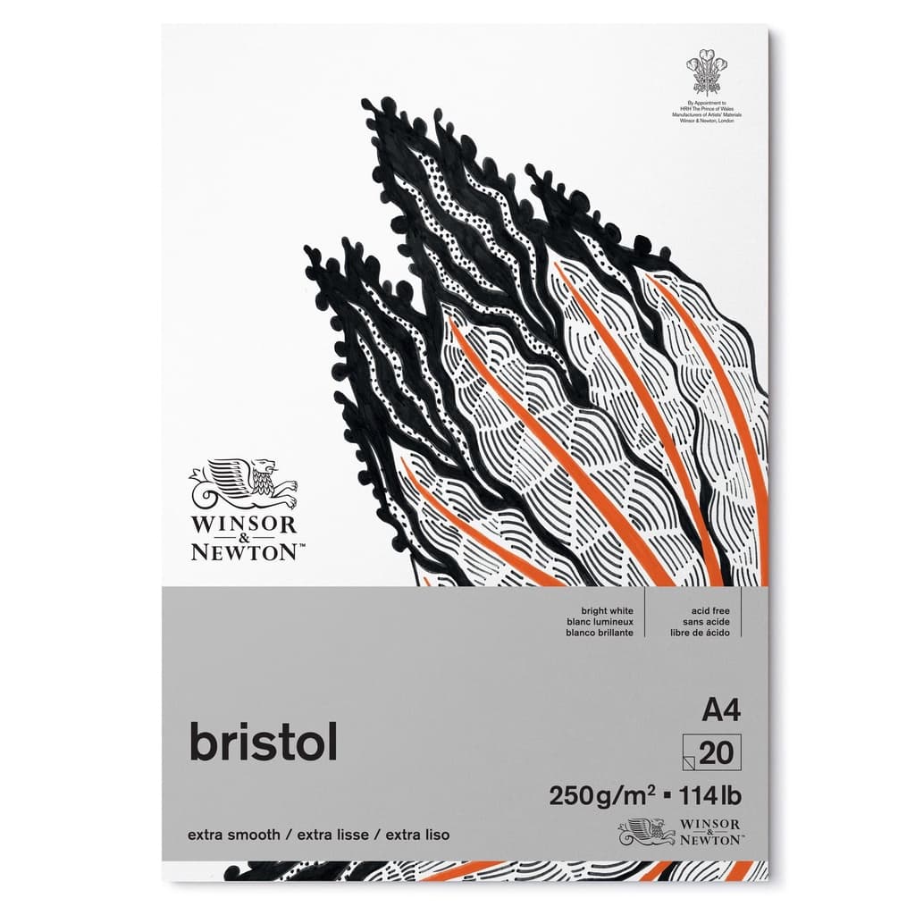 Bloco Winsor Newton Bristol Extra Smooth 250g/m2 A4 20 Fls