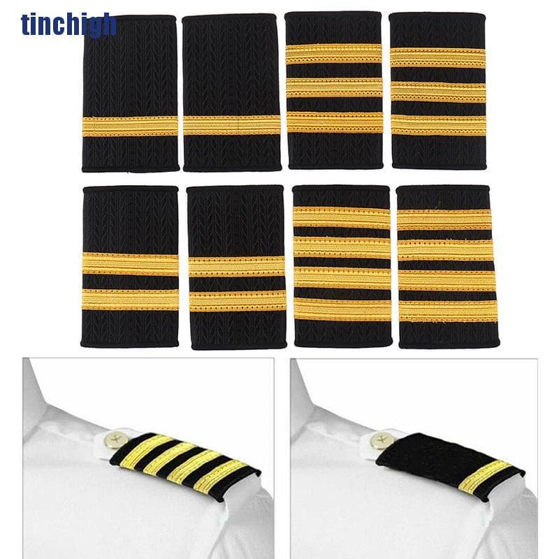 [1paulettes Epaulettes Uniforme Piloto Profissional Epaulets Gold Stripe Shoulder Crachás