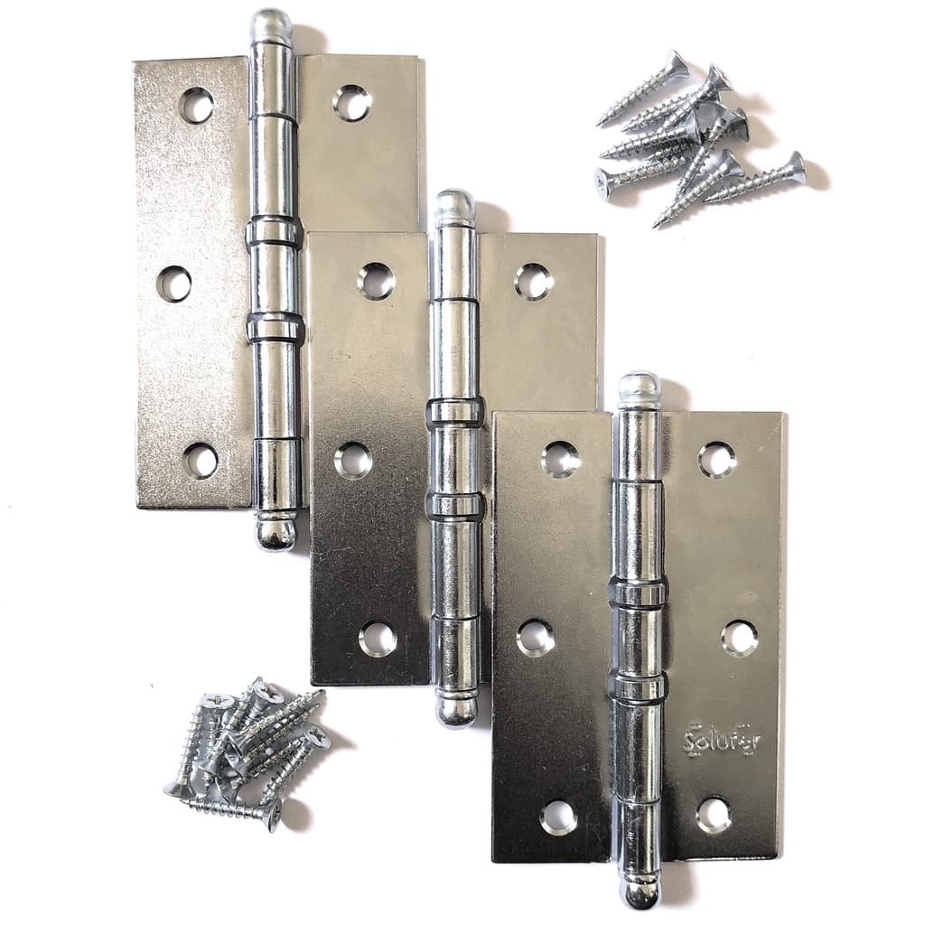 Dobradiça Porta Madeira C/anel 3,5 Kit Completo C/9 Und (Galvanizada - Prata - Zincada)